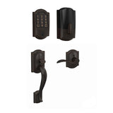 Schlage Encode WiFi Enabled Electronic Keypad Deadbolt with Right Handed Camelot Entry Handleset and Accent Lever