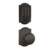 Schlage Encode WiFi Enabled Electronic Keypad Deadbolt and Andover Knob Set with Camelot Trim