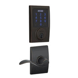 Schlage Connect Century Touchscreen Electronic Deadbolt with Z-Wave Plus Technology and Passage Accent Lever and Decorative Century Trim