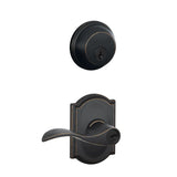 Schlage Accent Single Cylinder Keyed Entry Door Lever Set and Deadbolt Combo with Camelot Rose