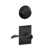 Schlage Accent Single Cylinder Keyed Entry Door Lever Set and Deadbolt Combo with Addison Rose