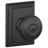 Schlage Residential F40 - Privacy Lock - Georgian Knob, 16080 Latch and 10027 Strike - Addison Trim