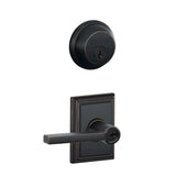 Schlage Latitude Single Cylinder Keyed Entry Door Lever Set and Deadbolt Combo with Addison Rose