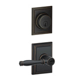 Schlage Birmingham Single Cylinder Keyed Entry Door Lever Set and Addison Deadbolt Combo with Addison Rose