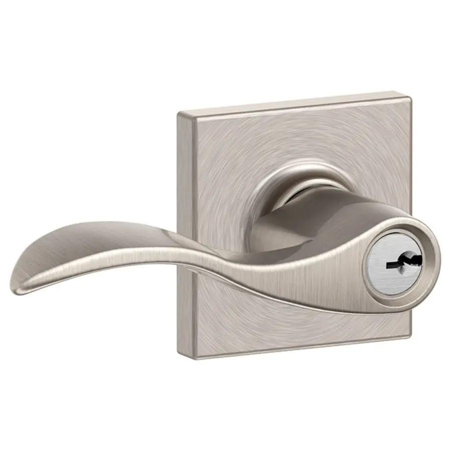 Schlage Accent Lever With Collins Trim - Satin Nickel Non-Turning Lock For Left Handed Doors