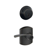 Schlage Merano Single Cylinder Keyed Entry Door Lever Set and Deadbolt Combo with Greenwich Rose