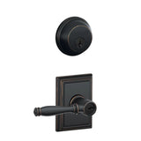 Schlage Birmingham Single Cylinder Keyed Entry Door Lever Set and Deadbolt Combo with Addison Rose