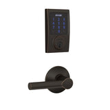 Schlage Connect Century Touchscreen Deadbolt with Built-in Alarm and Passage Broadway Lever