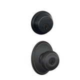 Schlage Georgian Single Cylinder Keyed Entry Door Knob Set and Deadbolt Combo with Wakefield Rose