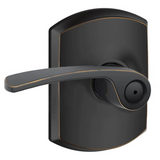 Schlage Merano Privacy Door Lever Set with Decorative Greenwich Trim