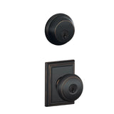 Schlage Andover Single Cylinder Keyed Entry Door Knob Set and Deadbolt Combo with Addison Rose