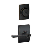 Schlage Latitude Single Cylinder Keyed Entry Door Lever Set and Century Deadbolt Combo with Century Rose