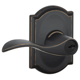 Schlage Accent Single Cylinder Keyed Entry Door Lever Set with Decorative Camelot Trim