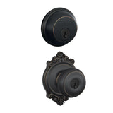 Schlage Georgian Single Cylinder Keyed Entry Door Knob Set and Deadbolt Combo with Brookshire Rose