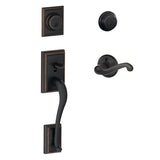 Schlage Right Handed Double Cylinder Addison Handleset with Flair Interior Lever from the F-Series