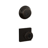 Schlage Georgian Single Cylinder Keyed Entry Door Knob Set and Deadbolt Combo with Collins Rose