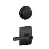 Schlage Broadway Single Cylinder Keyed Entry Door Lever Set and Deadbolt Combo with Century Rose
