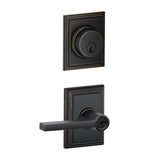 Schlage Latitude Single Cylinder Keyed Entry Door Lever Set and Addison Deadbolt Combo with Addison Rose