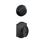 Schlage Siena Single Cylinder Keyed Entry Door Knob Set and Deadbolt Combo with Camelot Rose