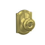 Schlage Georgian Keyed Entry Single Cylinder Door Knob Set with Decorative Camelot Trim