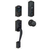 Schlage Connect Camelot Touchscreen Handleset with Georgian Knob and Built-in Alarm