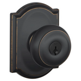 Schlage Residential F51A - Entry Lock - Georgian Knob, C Keyway with 16211 Latch and 10063 Strike - Camelot Rose