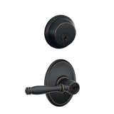 Schlage Birmingham Single Cylinder Keyed Entry Door Lever Set and Deadbolt Combo with Wakefield Rose