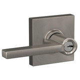 Schlage Latitude Single Cylinder Keyed Entry Storeroom Door Lever Set with Decorative Collins Rosette from the F-Series