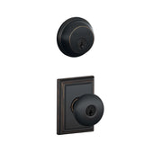 Schlage Plymouth Single Cylinder Keyed Entry Door Knob Set and Deadbolt Combo with Addison Rose