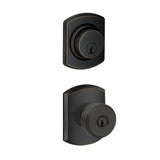 Schlage Bowery Single Cylinder Keyed Entry Door Knob Set and Greenwich Deadbolt Combo with Greenwich Rose