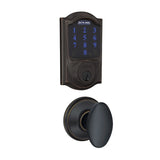 Schlage Connect Camelot Touchscreen Electronic Deadbolt with Z-Wave Plus Technology and Passage Siena Knob