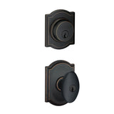 Schlage Siena Single Cylinder Keyed Entry Door Knob Set and Camelot Deadbolt Combo with Camelot Rose