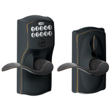 Schlage Camelot Keypad Entry with Flex-Lock Door Lever Set with Accent Interior Lever