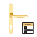 HOPPE MULTIPOINT LOCK HANDLESET, VERONA, CONTEMPORARY PLATE, SOLID BRASS - MATTE BLACK, ACTIVE