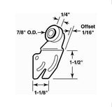 7/8 Roller, 1/16 Offset; Johnson Hardware Closet Door Assembly - 25220