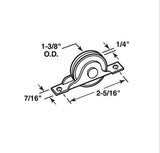 Sliding Door Rollers, Flat, 1-3/8 Inch Diameter, Neoprene Tire - 25376