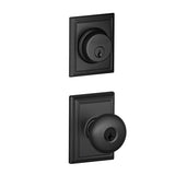 Schlage Plymouth Single Cylinder Keyed Entry Door Knob Set and Addison Deadbolt Combo with Addison Rose