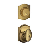 Schlage Siena Single Cylinder Keyed Entry Door Knob Set and Camelot Deadbolt Combo with Camelot Rose