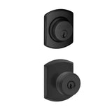 Schlage Bowery Single Cylinder Keyed Entry Door Knob Set and Greenwich Deadbolt Combo with Greenwich Rose