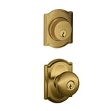 Schlage Plymouth Single Cylinder Keyed Entry Door Knob Set and Camelot Deadbolt Combo with Camelot Rose