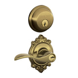 Schlage Accent Single Cylinder Keyed Entry Door Lever Set and Deadbolt Combo with Brookshire Rose