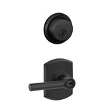 Schlage Broadway Single Cylinder Keyed Entry Door Lever Set and Deadbolt Combo with Greenwich Rose
