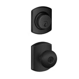 Schlage Plymouth Single Cylinder Keyed Entry Door Knob Set and Greenwich Deadbolt Combo with Greenwich Rose