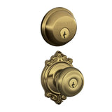 Schlage Georgian Single Cylinder Keyed Entry Door Knob Set and Deadbolt Combo with Brookshire Rose