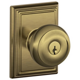 Schlage Residential F51A - Entry Lock - Georgian Knob, C Keyway with 16211 Latch and 10063 Strike - Addison Rose