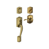 Schlage Camelot Left Handed Sectional Single Cylinder Keyed Entry Handleset with Accent Lever with Decorative Camelot Trim
