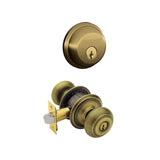 Schlage Georgian Single Cylinder Keyed Entry Door Knob Set and Deadbolt Combo