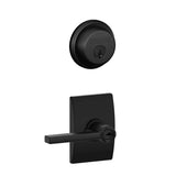 Schlage Latitude Single Cylinder Keyed Entry Door Lever Set and Deadbolt Combo with Century Rose