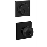 Schlage Plymouth Single Cylinder Keyed Entry Door Knob Set and Collins Deadbolt Combo with Collins Rose
