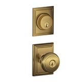 Schlage Andover Single Cylinder Keyed Entry Door Knob Set and Addison Deadbolt Combo with Addison Rose